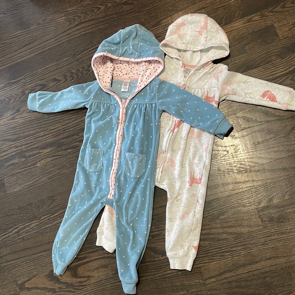 Two 24M zip front onesies- warm!